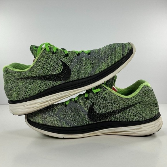 Nike Flyknit Lunar 3 Running Shoes Green‎ Black White 698181-013 Men\'s Size 10.5 main image 5